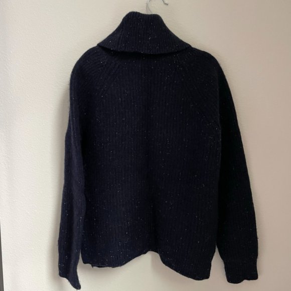 Last Chance - Chunky Navy Heather J.Crew Turtleneck Sweater Small - Picture 4 of 5